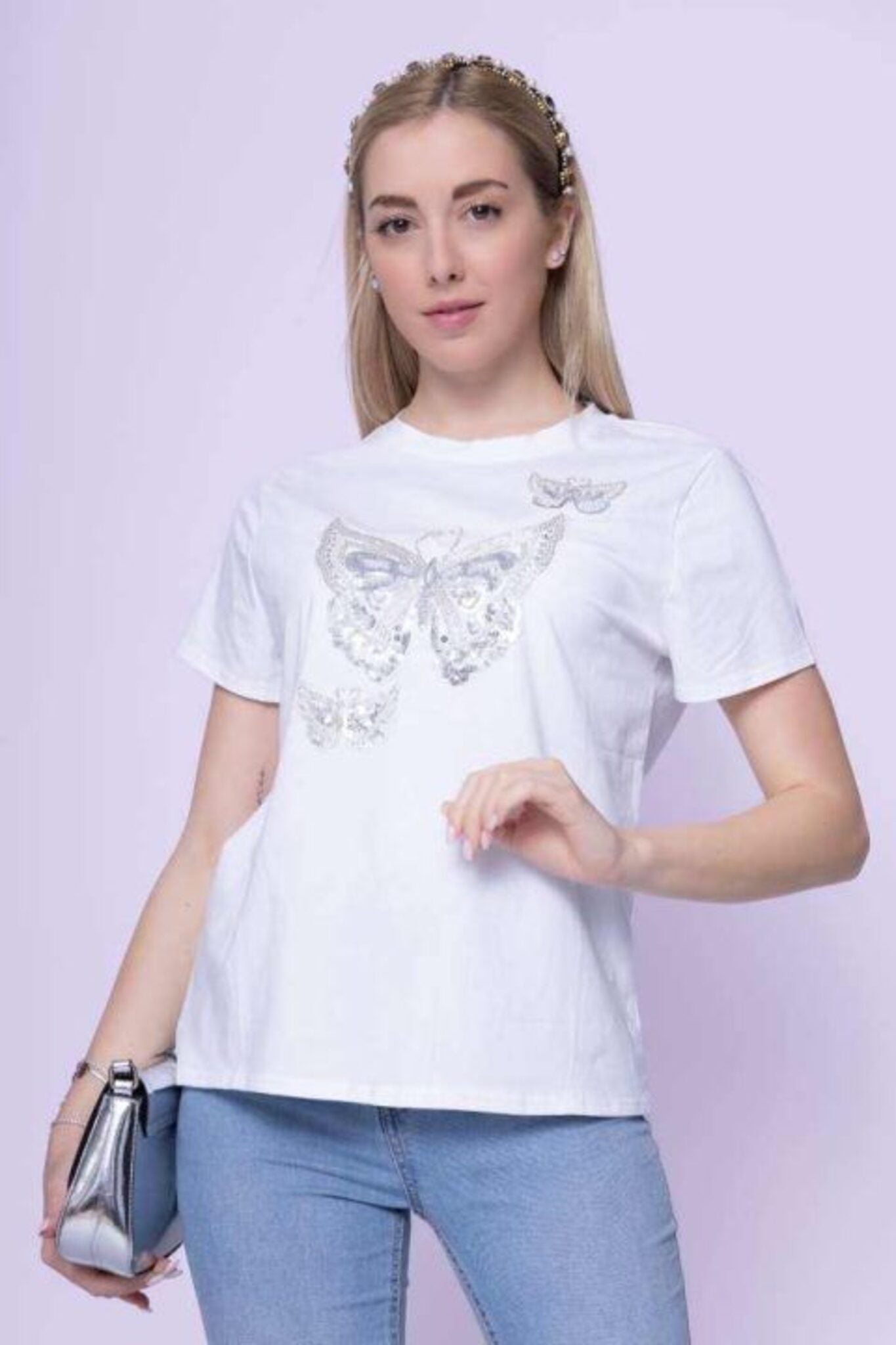 T-shirt papillon blanc